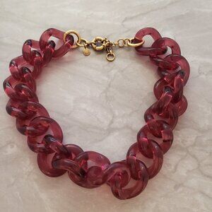 💖 J.Crew Dark Burgandy Wine Pink Chunky Lucite Acrylic Resin Link Necklace 💖